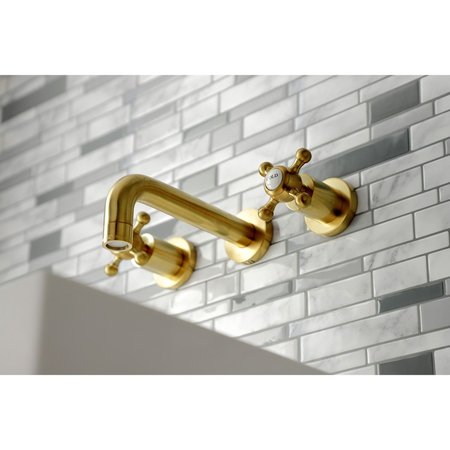 Kingston Brass KS8127BX Metropolitan 2-Handle 8" Wall Mount Bathroom Faucet, Brass KS8127BX